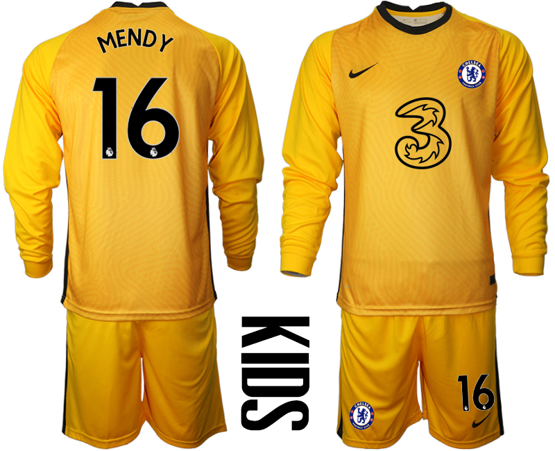 2021 Chelsea yellow goalkeeper Youth long sleeve #16 soccer jerseys